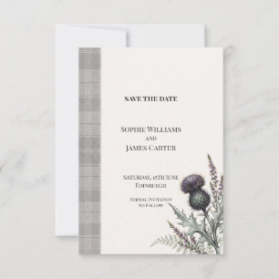 Schotse Distel Tartan Huwelijk Save The Date