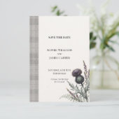 Schotse Distel Tartan Huwelijk Save The Date (Staand voorkant)