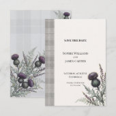 Schotse Distel Tartan Huwelijk Save The Date (Voorkant / Achterkant)