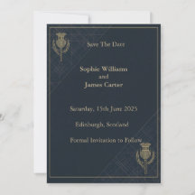 Schotse Distel Tartan Navy Goud Huwelijk
