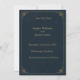 Schotse Distel Tartan Navy Gouden Bruiloft Save The Date