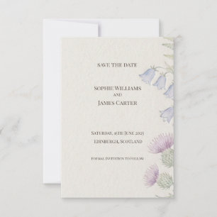 Schotse Distel Tartan Save the Date Gouden Emble