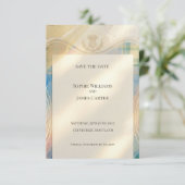 Schotse Distel Tartan Save the Date | Gouden Emble (Staand voorkant)