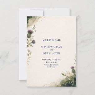 Schotse Distel Tartan Save the Date Kaart