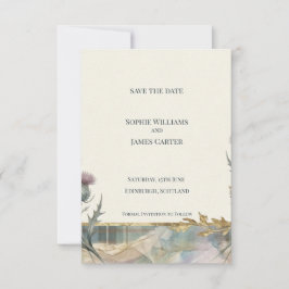 Schotse Distel Tartan Save the Date Kaart