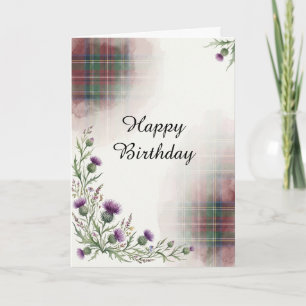 Schotse Distel Tartan Verjaardagskaart Kaart