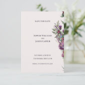 Schotse Distel Wildboeket Bruiloft Save The Date (Staand voorkant)