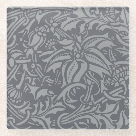 Schotse distelknoop William Morris Style Glazen Onderzetter (Voorkant)