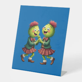 Schotse distels dragen geplakt dansende Ceilidh Reclamebord Met Voetstuk