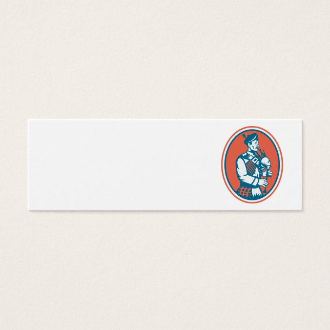 Schotse doedelzak Retro Mini Visitekaartjes (Voorkant)