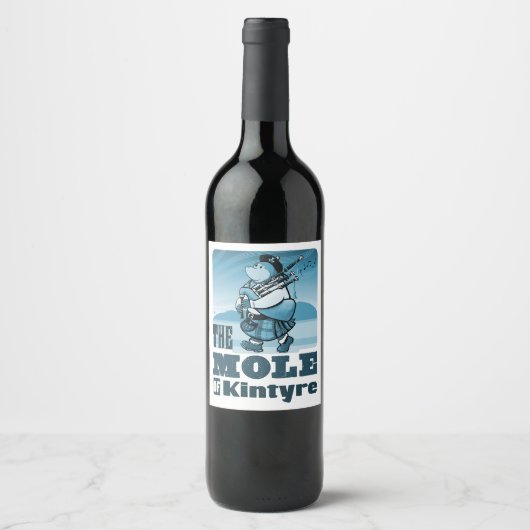 Schotse doedelzak spelen mol van kintyre wijn etiket (Voorkant)