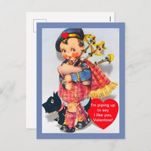 Schotse doedelzakspeler Valentijn w / Scotty Dog Feestdagenkaart (Voorkant / Achterkant)