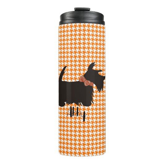 Schotse doodsbange tumbler, Oranje houndstooth Thermosbeker (Voorkant)