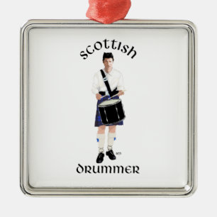 Schotse Drummer - Blauwe Kilt Metalen Ornament