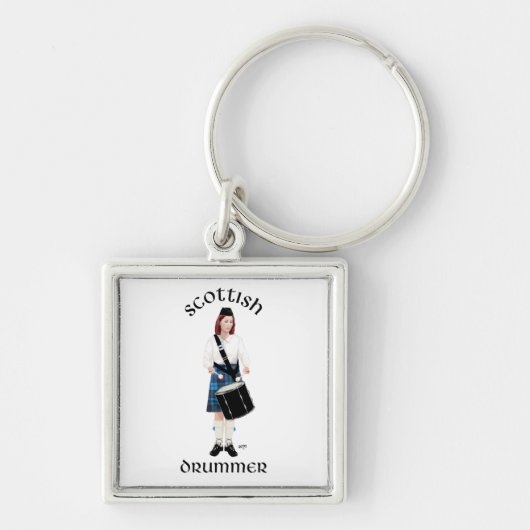 Schotse Drummer - Blauwe Kilt Sleutelhanger (Voorkant)