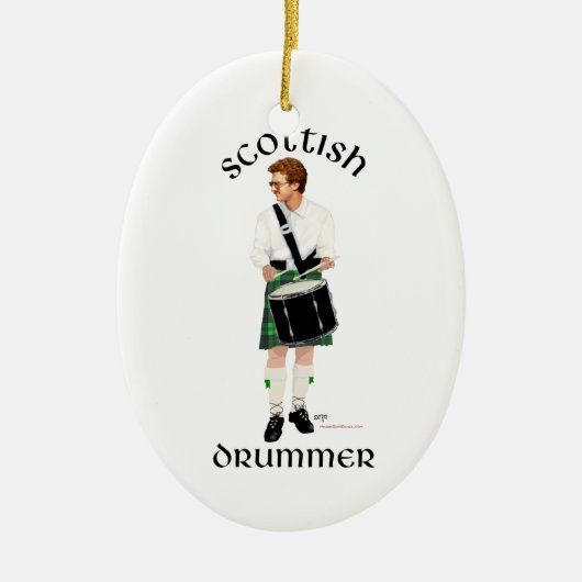 Schotse Drummer - Groene Kilt Keramisch Ornament (Voorkant)