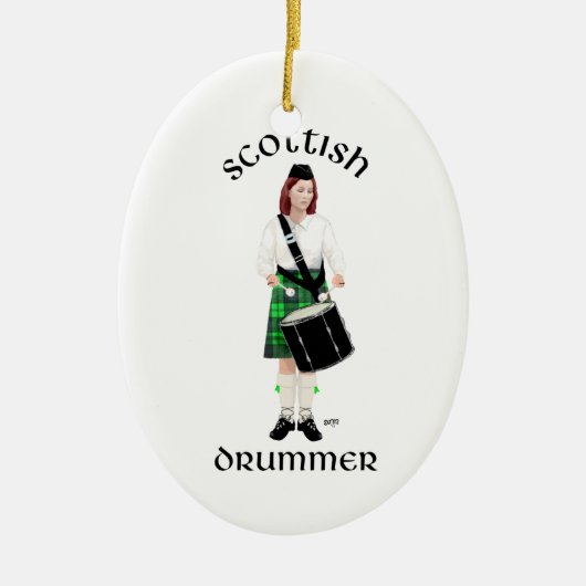 Schotse Drummer - Groene Kilt Keramisch Ornament (Voorkant)
