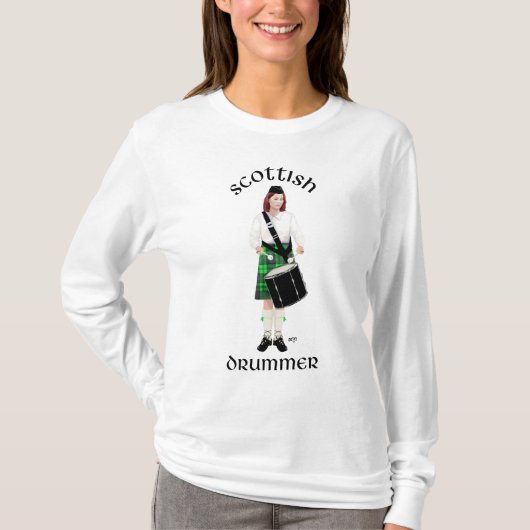 Schotse Drummer - Groene Kilt T-shirt (Voorkant)