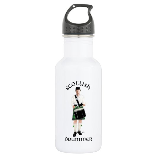 Schotse Drummer - Groene Kilt Waterfles (Voorkant)