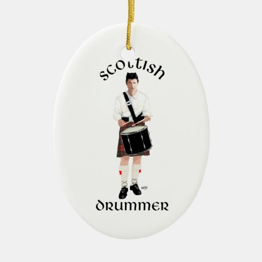 Schotse Drummer - Rode Kilt Keramisch Ornament (Voorkant)