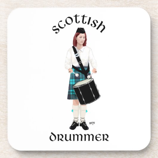 Schotse Drummer - Turquoise Onderzetter (Voorkant)