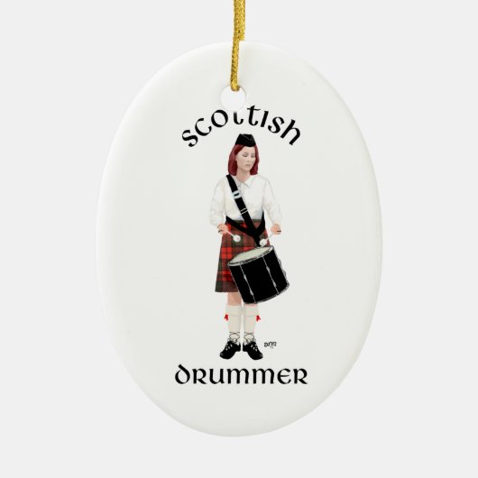 Schotse Drummer - Vrouw Keramisch Ornament (Voorkant)