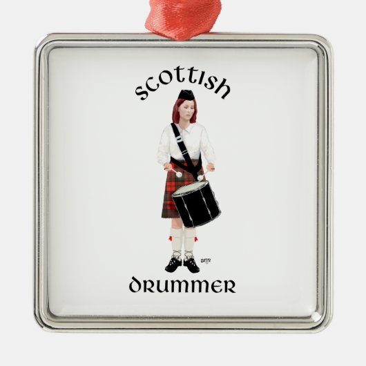 Schotse Drummer - Vrouw Metalen Ornament (Voorkant)