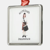 Schotse Drummer - Vrouw Metalen Ornament (Links)