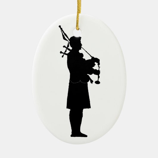 Schotse Dudelsackspeler Silhouet Keramisch Ornament (Voorkant)