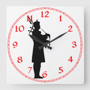 Schotse Dudelsackspeler Silhouet Vierkante Klok