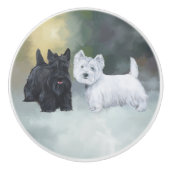 Schotse en West Highland Terriers Keramische Knop (Voorkant)