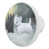 Schotse en West Highland Terriers Keramische Knop (Rechts)