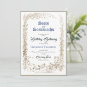 Schotse Flora Sassenach Blue Birthday Invitation Kaart (Staand voorkant)