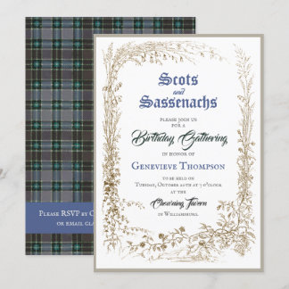 Schotse Flora Sassenach Blue Birthday Invitation Kaart