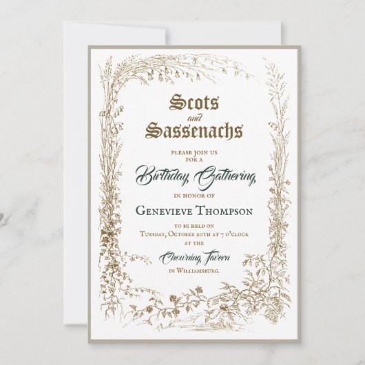 Schotse Flora Sassenach verjaardagsuitnodiging Kaart (Voorkant)