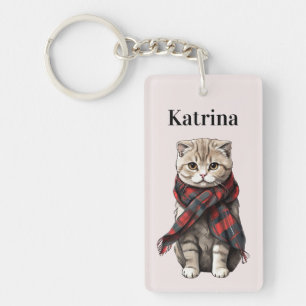 Schotse Fold Cat gepersonaliseerd Sleutelhanger