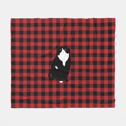 Schotse Fold Cat Plaid Fleece Deken (Voorkant (Horizontaal))