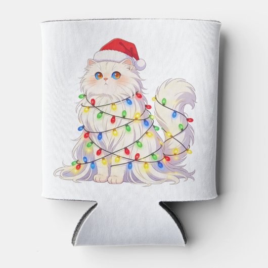 Schotse Fold Kat Kerstman Hoed Kerstverlichting Gr Blikjeskoeler (Voorkant)