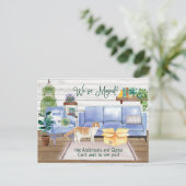 Schotse Fold Kat Knus Nieuw Huis Adres Anno Aankondigingskaart (Staand voorkant)