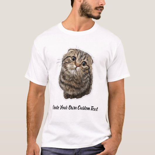 Schotse Fold Kat Maak Uw Eigen Aangepaste Tekst T-shirt (Voorkant)