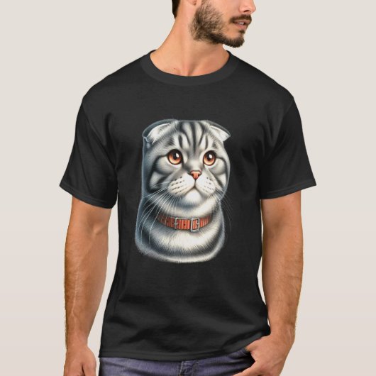 Schotse Fold Kat Portret T-shirt (Voorkant)