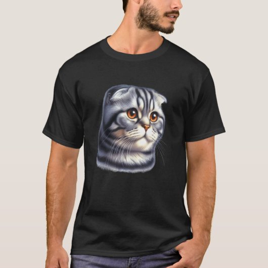 Schotse Fold Kat Portret T-shirt (Voorkant)