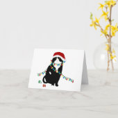 Schotse Fold Santa Kat Kerstkaart Kaart (Gele Bloem)