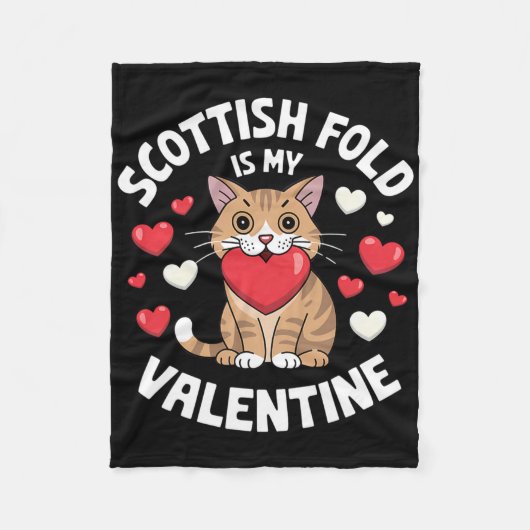 Schotse Fold Valentijn Cute Kat Design Hart Kitt Fleece Deken (Voorkant)
