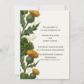 Schotse Gele Distel Gouden Wervelende Huwelijks Kaart (Voorkant)