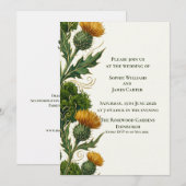 Schotse Gele Distel Gouden Wervelende Huwelijks Kaart (Voorkant / Achterkant)