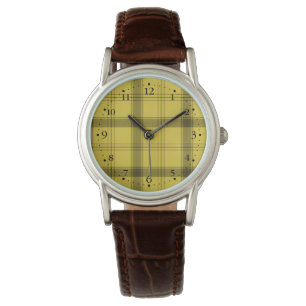 Schotse Gele Tartan Horloge