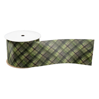 Schotse geruite tartan groen zwart klassiek satijnen lint
