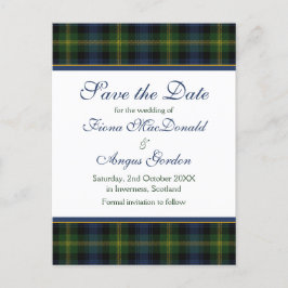 Schotse Gordon Tartan Bruiloft Save the Date Aankondigingskaart