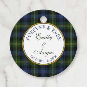 Schotse Gordon Tartan Bruiloft Save the Date Bedankjes Labels